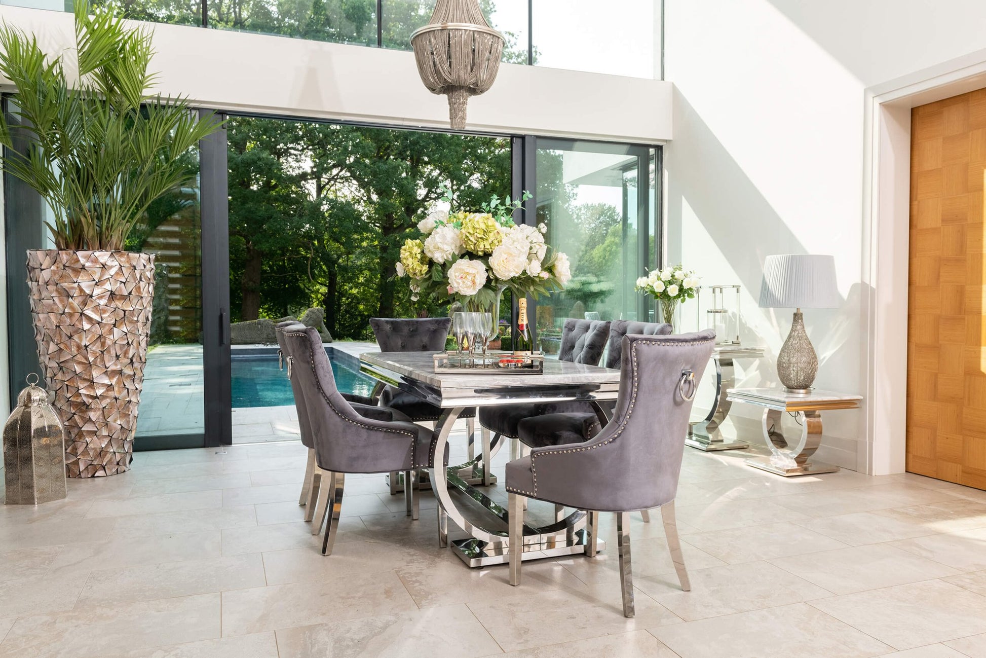 Arianna Dining Table with 4 or 6 Darcy Chairs - The Outlet Home