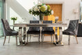 Arianna Grey Marble Dining Table with 4 or 6 Lion Knocker Chairs - The Outlet Home
