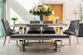 Arianna Grey Marble Dining Table with 4 or 6 Lion Knocker Chairs - The Outlet Home