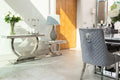 Arianna Grey Marble Dining Table with 4 or 6 Lion Knocker Chairs - The Outlet Home