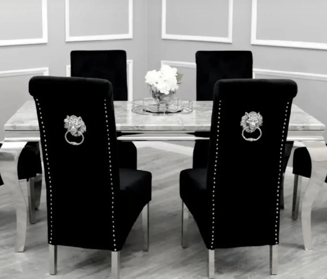 Arianna Marble Dining Table with 4 or 6 Emma Dining Chairs - The Outlet Home
