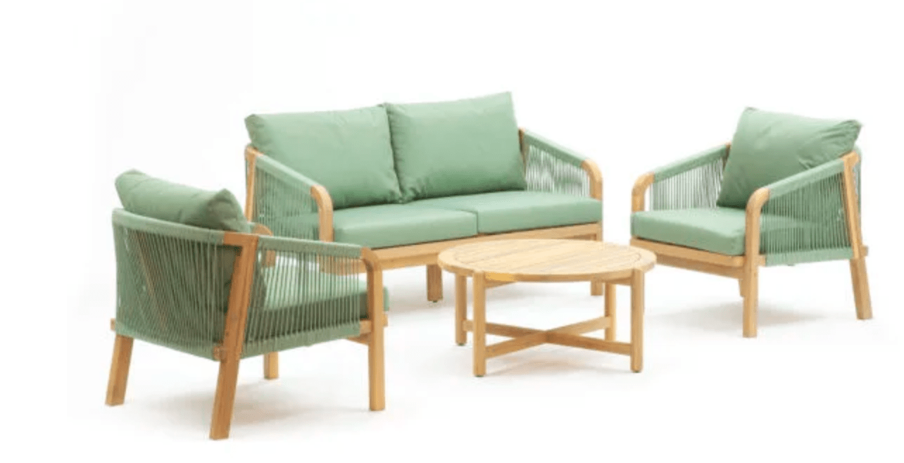 Arlo 4 - Piece Outdoor Sofa Set – Acacia Wood &amp; Rope Design - The Outlet Home