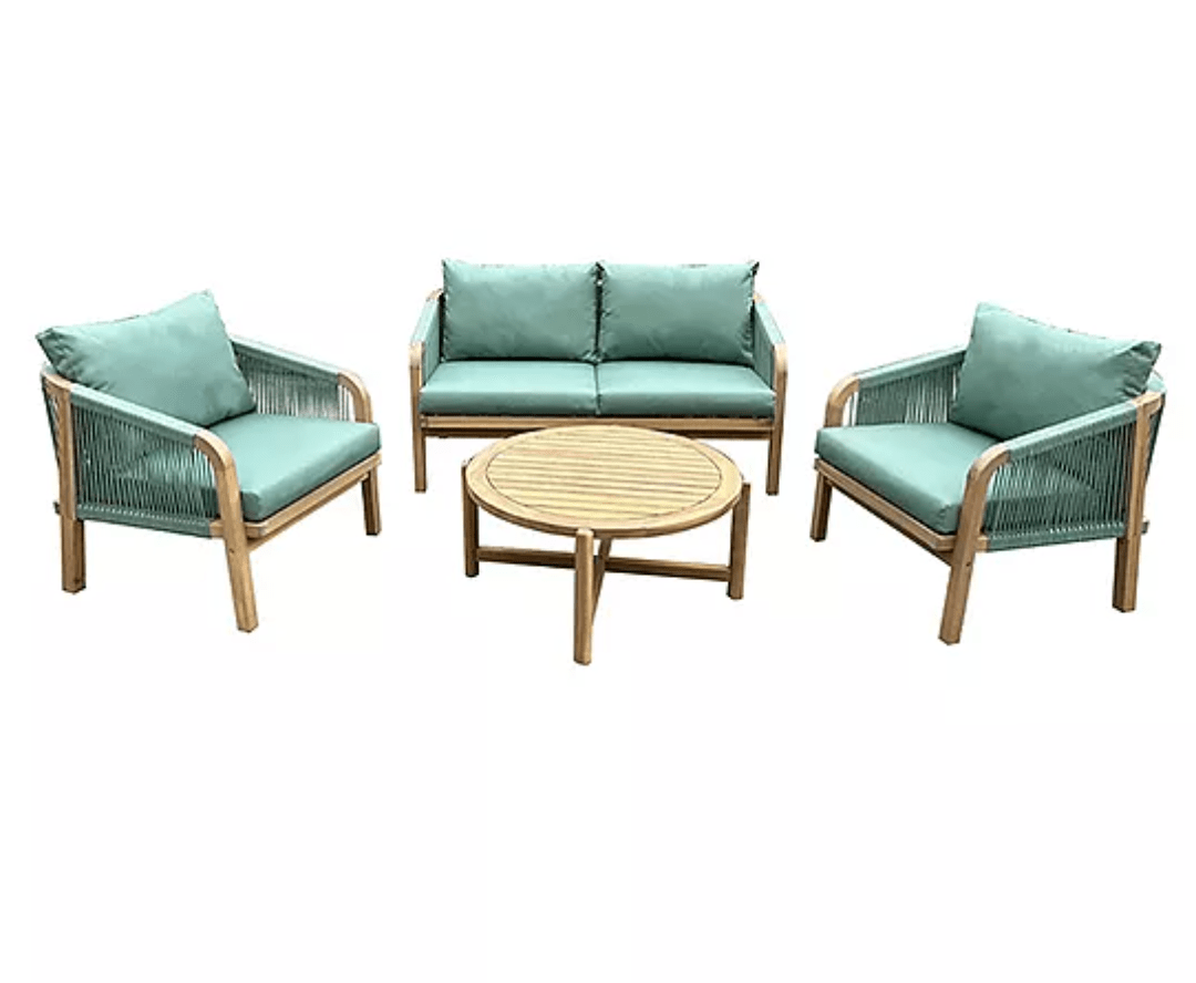 Arlo 4 - Piece Outdoor Sofa Set – Acacia Wood &amp; Rope Design - The Outlet Home