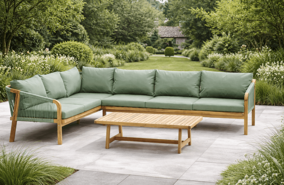 Arlo Corner Sofa with Coffee Table in Acacia & Rope - The Outlet Home