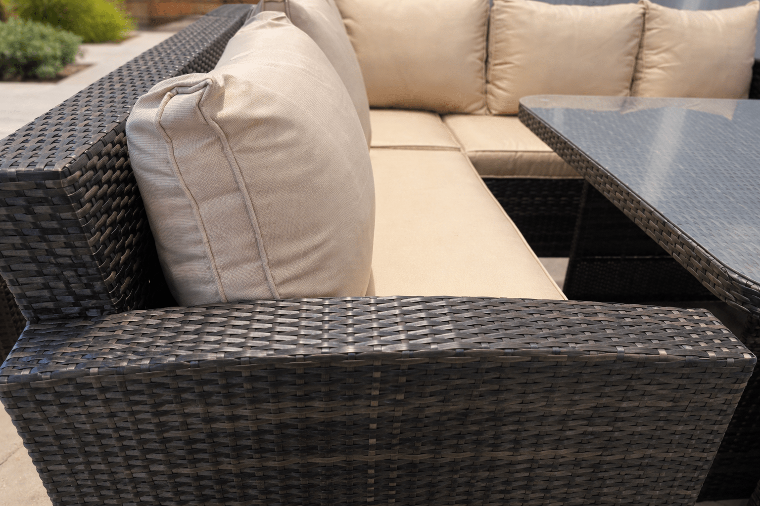 Ashcroft Rattan Corner Sofa Casual Dining Set with 4 Stools - The Outlet Home