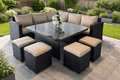Ashcroft Rattan Corner Sofa Casual Dining Set with 4 Stools - The Outlet Home