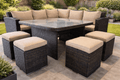 Ashcroft Rattan Corner Sofa Casual Dining Set with 4 Stools - The Outlet Home