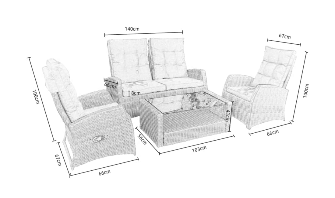 Aspen Sofa Recliner Lounger - Grey - The Outlet Home