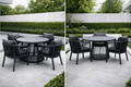 Aura Aluminium 4 Seat Round Dining Set with Olefin Rope Chairs - The Outlet Home