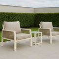 Aura Aluminium Natural Bistro Set with Olefin Rope Chairs – Modern Outdoor Bistro Furniture - Pre Order Feb 2026 - The Outlet Home
