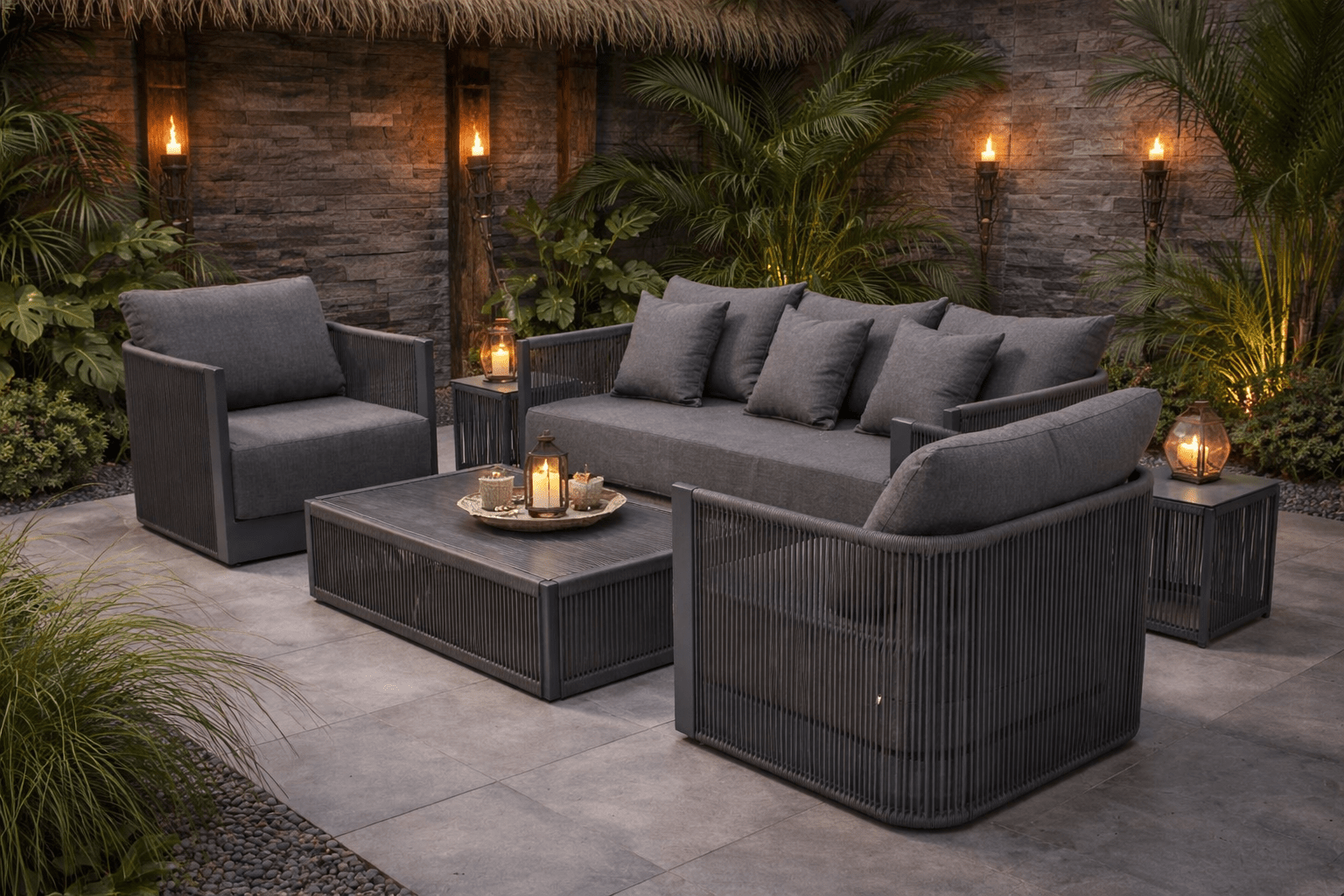 Bali Luxury Sofa Set Grey - Pre - order due May - Order By 12th March For Free Parasol & Weather Cover - The Outlet Home