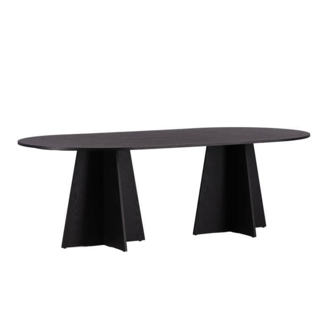 Black Bootcut Oval Dining Table - The Outlet Home