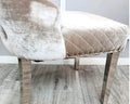 Brand New Arianna Cream Marble Dining Table with 4 or 6 Mink Chairs Available in 1.5, 1.8 or 2.0 - The Outlet Home