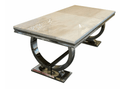 Brand New Arianna Cream Marble Dining Table with 4 or 6 Mink Chairs Available in 1.5, 1.8 or 2.0 - The Outlet Home