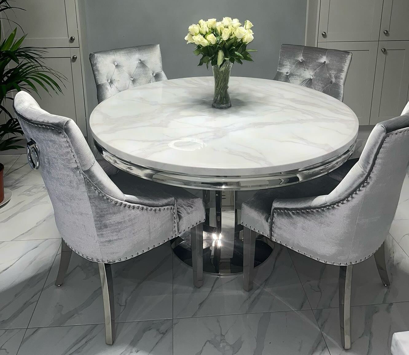 Brand New Arianna Round Dining Set - The Outlet Home