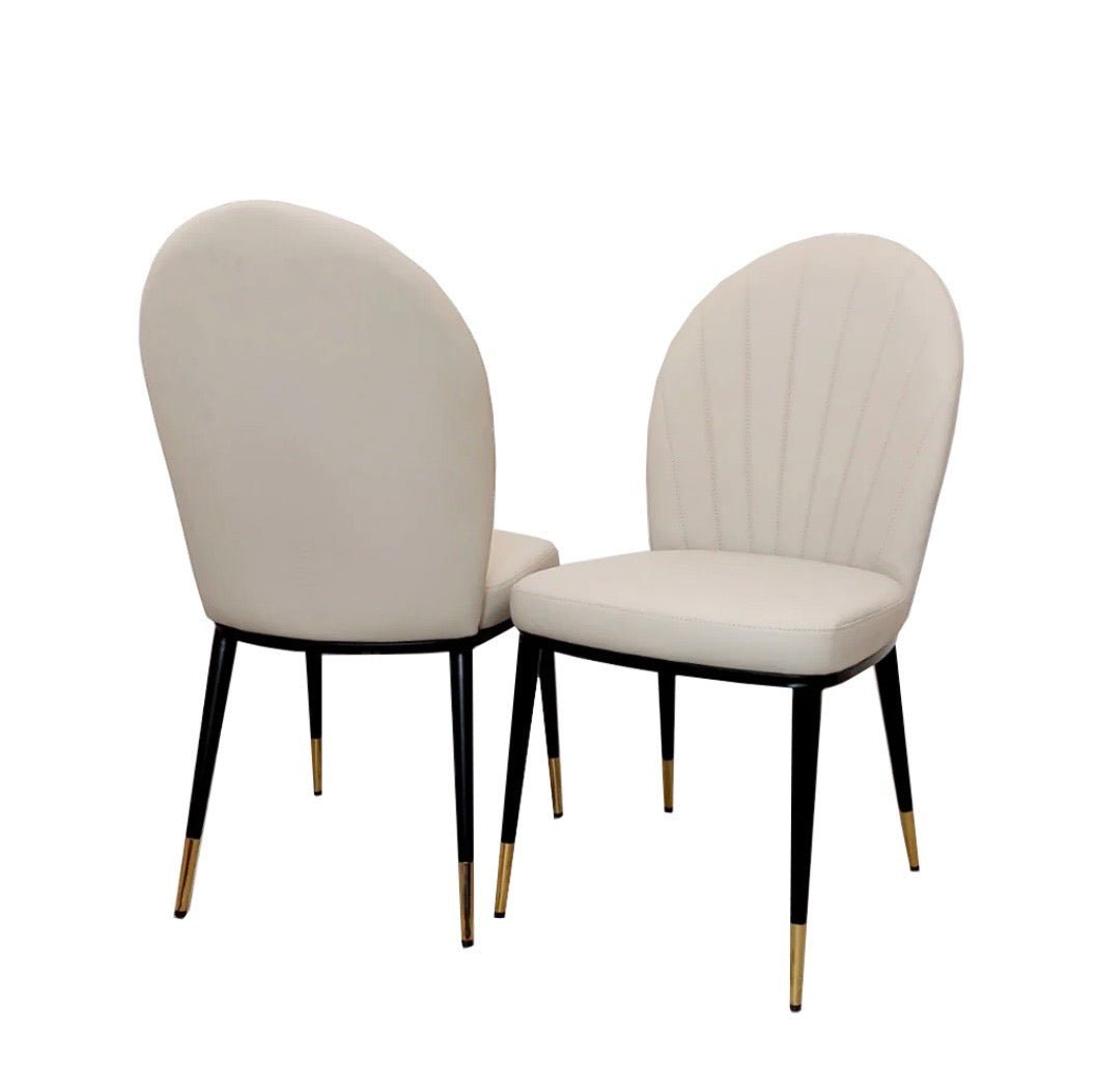 Brand New Etta Beige Leather Dining Chair - The Outlet Home