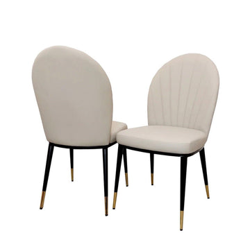 Brand New Etta Beige Leather Dining Chair - The Outlet Home
