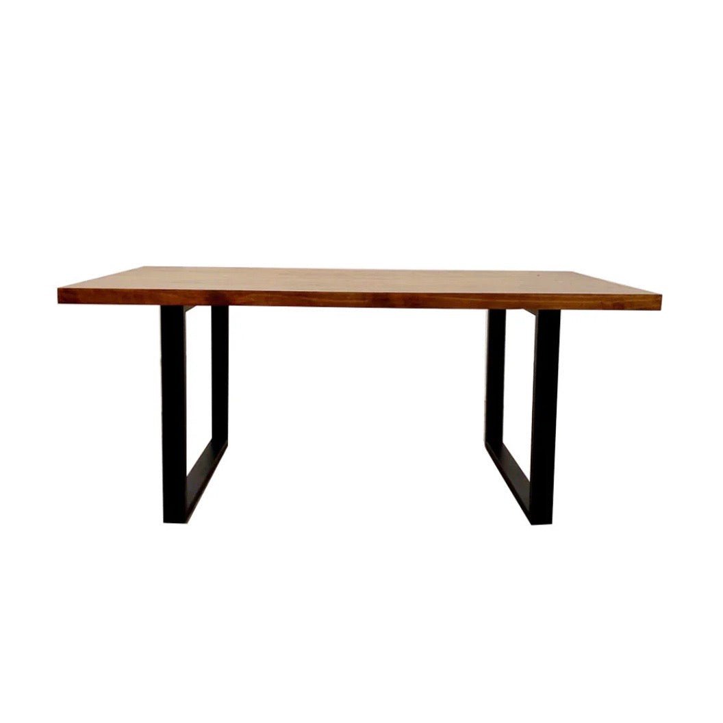 Brand New Freya 1.8 Dining Table Solid Dark Pine wood with Matt Black Metal Legs - The Outlet Home