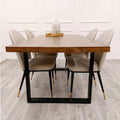 Brand New Freya 1.8 Dining Table Solid Dark Pine wood with Matt Black Metal Legs - The Outlet Home