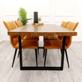 Brand New Freya 1.8 Dining Table Solid Dark Pine wood with Matt Black Metal Legs - The Outlet Home