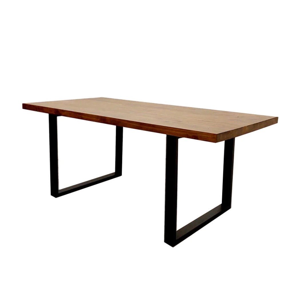 Brand New Freya 1.8 Dining Table Solid Dark Pine wood with Matt Black Metal Legs - The Outlet Home