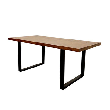 Brand New Freya 1.8 Dining Table Solid Dark Pine wood with Matt Black Metal Legs - The Outlet Home