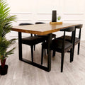 Brand New Freya 1.8 Dining Table Solid Dark Pine wood with Matt Black Metal Legs - The Outlet Home