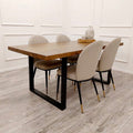 Brand New Freya 1.8 Dining Table Solid Dark Pine wood with Matt Black Metal Legs - The Outlet Home