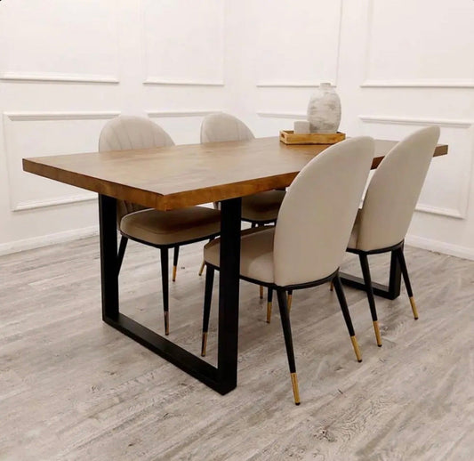 Brand new Freya 1.8 Dining Table Solid Wood with 4 or 6 Etta Chairs - The Outlet Home
