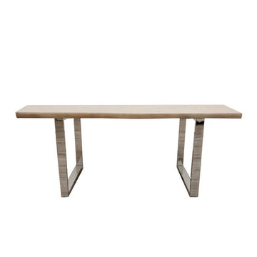 Brand New Freya 1.8m Dining Table Solid Light Pine wood with Chrome Metal Legs - The Outlet Home