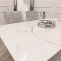 Brand New Lucien 1.6m Chrome Dining Table with Polar White Sintered Stone Top - The Outlet Home