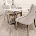Brand New Lucien 1.6m Chrome Dining Table with Polar White Sintered Stone Top - The Outlet Home