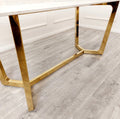 Brand New Lucien 1.8m Gold Dining Table with Pandora Gold Sintered Stone Top - The Outlet Home