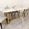 Brand New Lucien 1.8m Gold Dining Table with Pandora Gold Sintered Stone Top - The Outlet Home