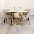 Brand New Lucien 1.8m Gold Dining Table with Pandora Gold Sintered Stone Top - The Outlet Home