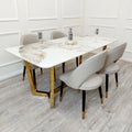 Brand New Lucien 1.8m Gold Dining Table with Pandora Gold Sintered Stone Top - The Outlet Home
