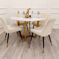 Brand New Lucien Pandora Gold 1.2m Round Dining Table with Sintered Stone Top - The Outlet Home