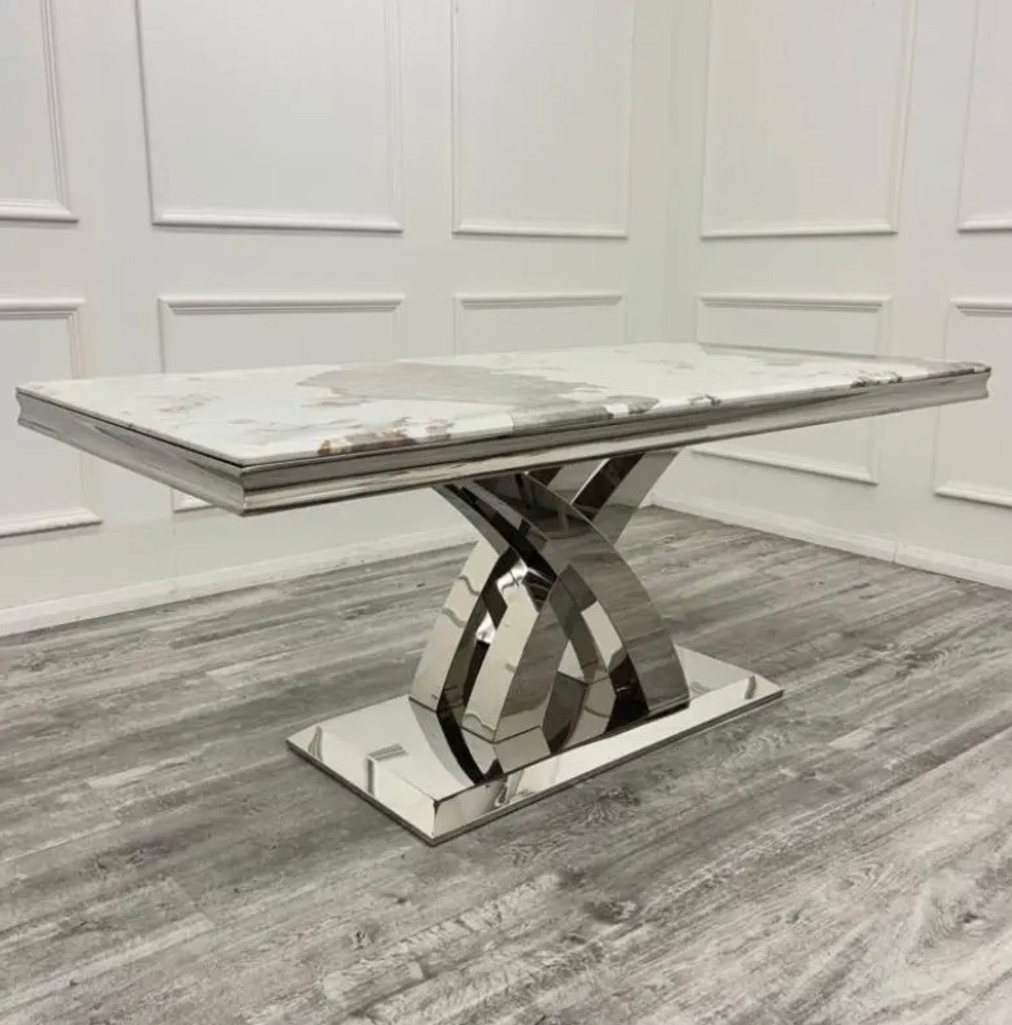 Brand New Milan 1.8 Dining Table with Chelmsford Dining Chairs - The Outlet Home