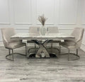 Brand New Milan 1.8 Dining Table with Chelmsford Dining Chairs - The Outlet Home
