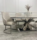 Brand New Milan 1.8 Dining Table with Chelmsford Dining Chairs - The Outlet Home