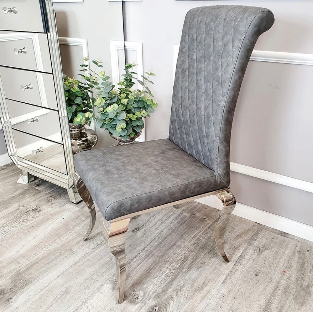 Brand New Nicole Dark Grey Dining Chair - The Outlet Home