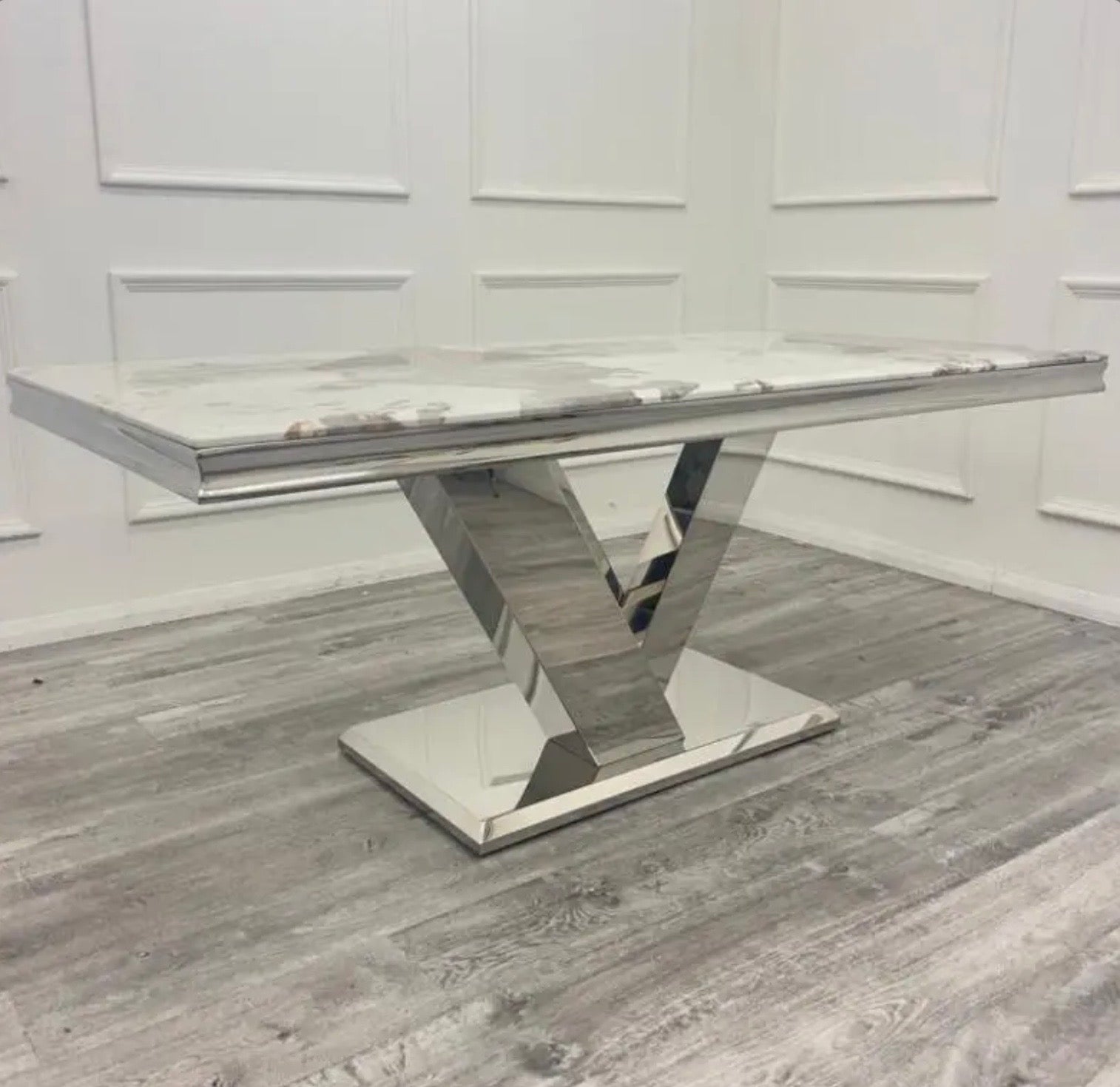 Brand New Roma 1.8 Dining Table with 4 or 6 Chelmsford Dining Chairs - The Outlet Home