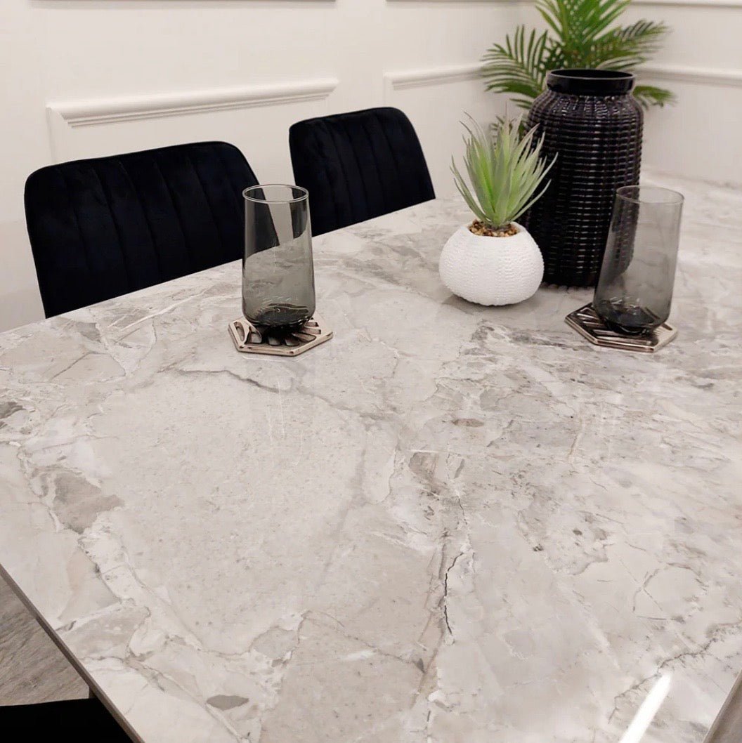 Brand New Titus 1.4m Black Dining Table with Sintered Stone Top - The Outlet Home
