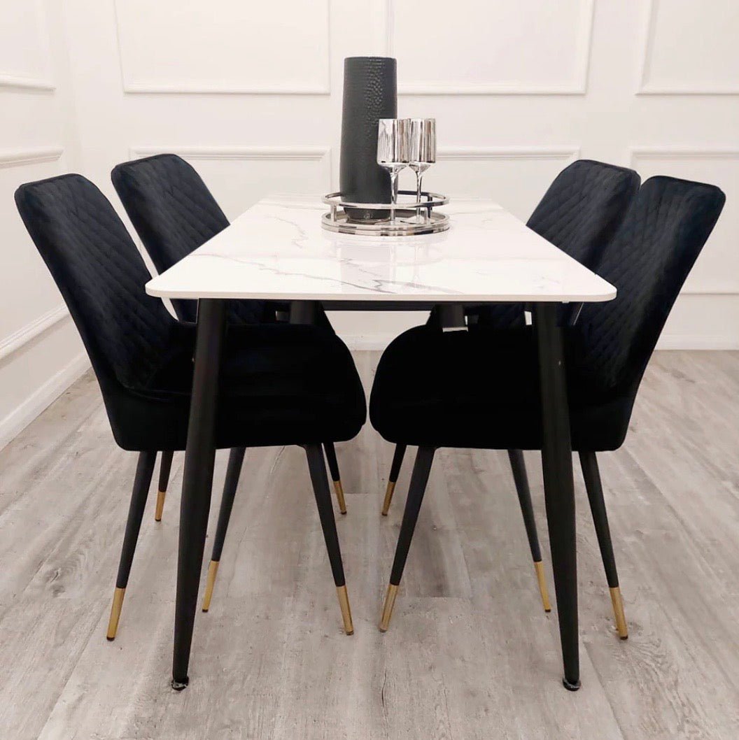 Brand New Titus 1.4m Black Dining Table with Sintered Stone Top - The Outlet Home