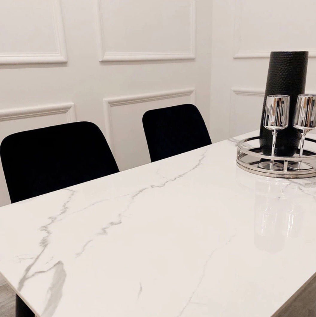 Brand New Titus 1.4m Black Dining Table with Sintered Stone Top - The Outlet Home