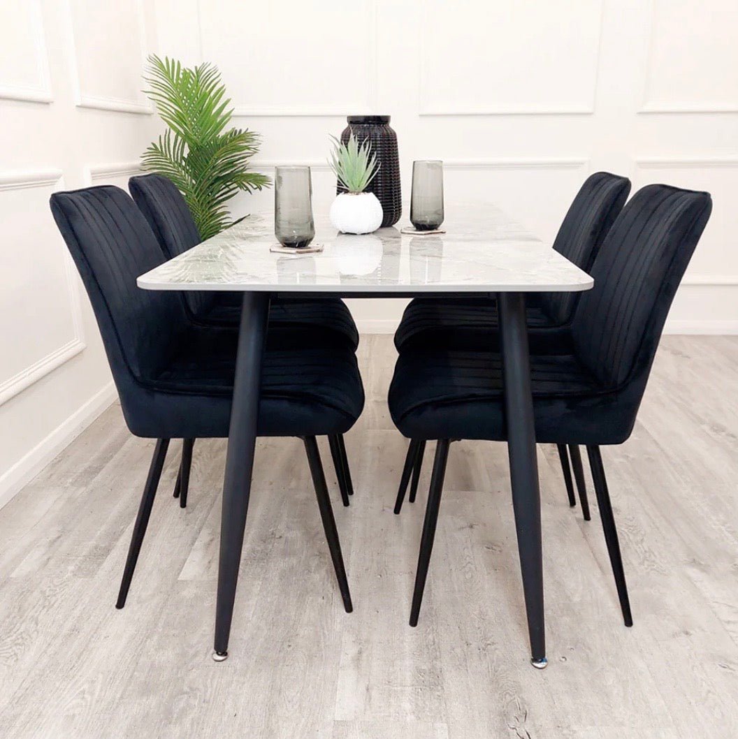 Brand New Titus 1.4m Black Dining Table with Sintered Stone Top - The Outlet Home