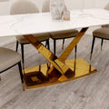 Brand New Valeo Gold 1.8m Dining Table with Polar White Sintered Stone Top - The Outlet Home