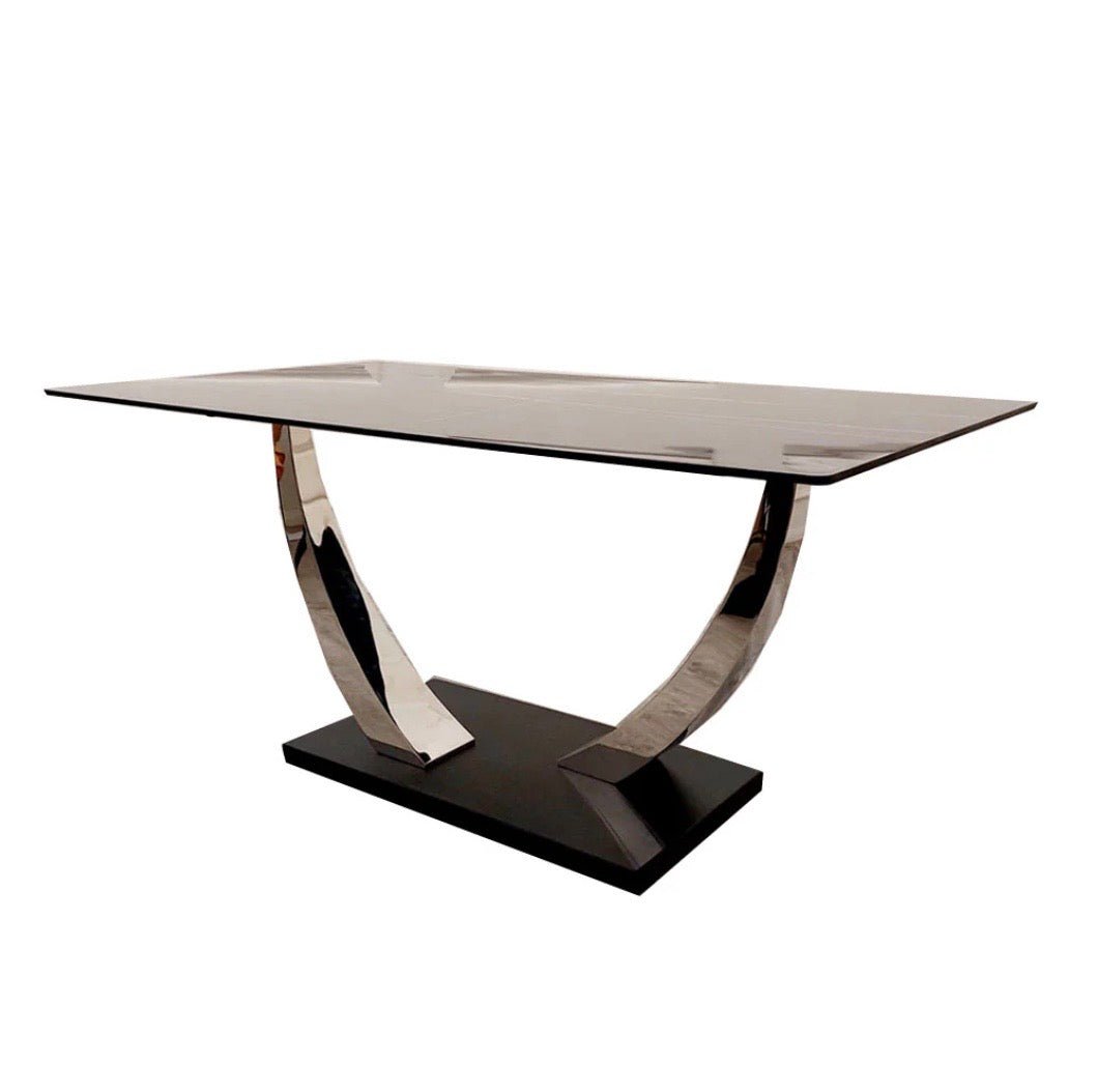 Brand New Venus 1.6m Chrome Dining Table with Black Sintered Stone Top - The Outlet Home