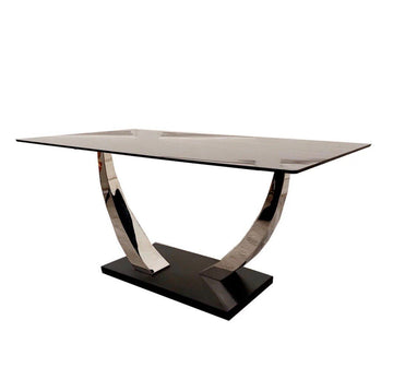 Brand New Venus 1.6m Chrome Dining Table with Black Sintered Stone Top - The Outlet Home