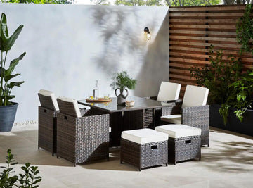Cambridge 8 Seat Brown Cube Set - The Outlet Home
